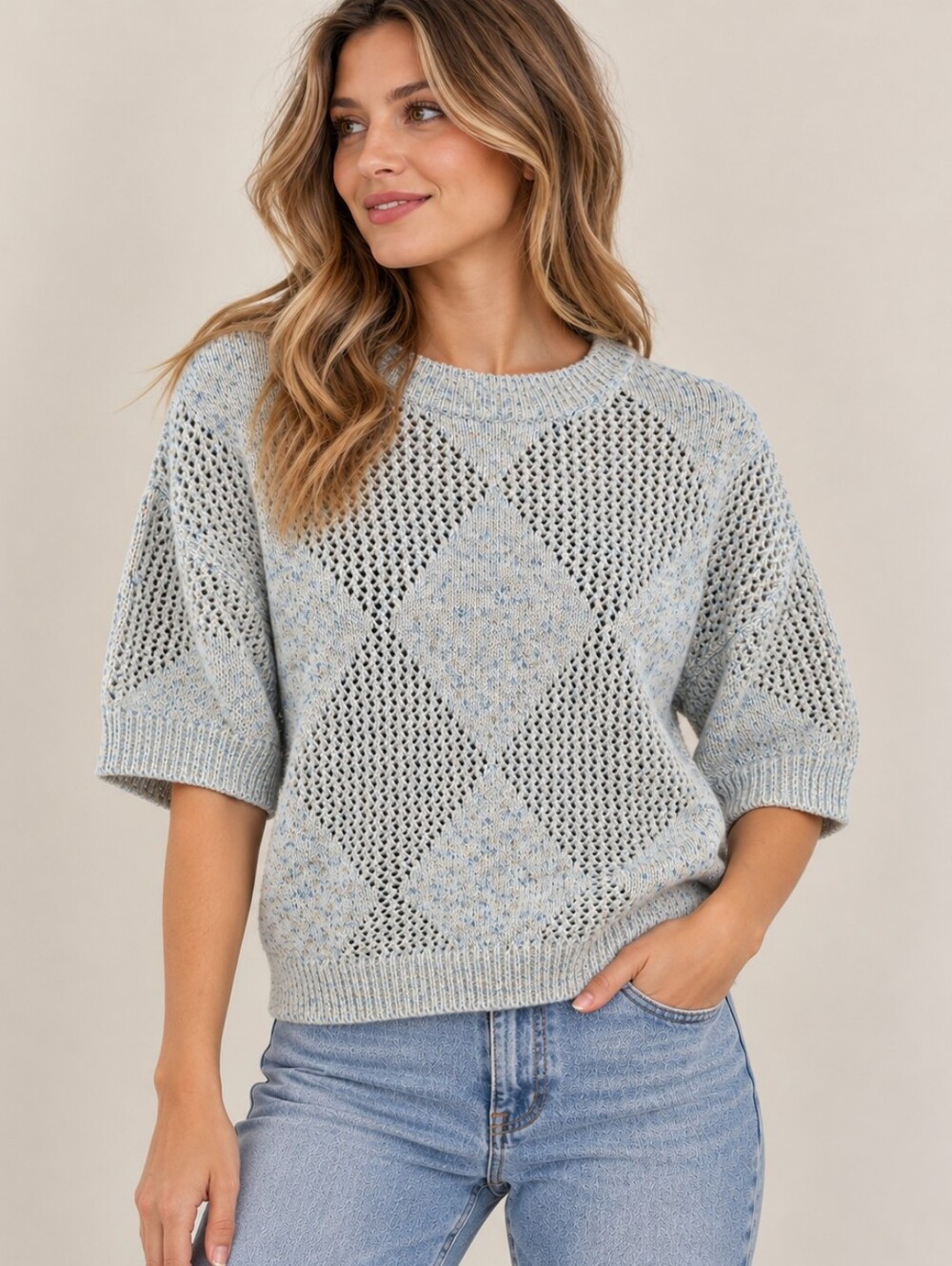 Hudson North Diamond Pattern Knit Sweater